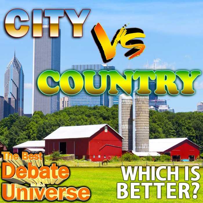 Madcast Media Network - The Best Debate in the Universe - City life or country life? Which is better? We weigh the pros and cons of each this week in a classic debate: CITY VS RURAL?